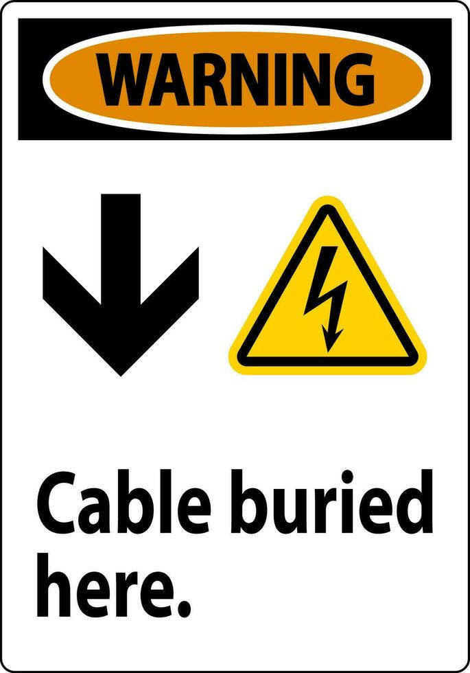 avvertimento cartello cavo sepolto qui. con giù freccia e elettrico shock simbolo vettore