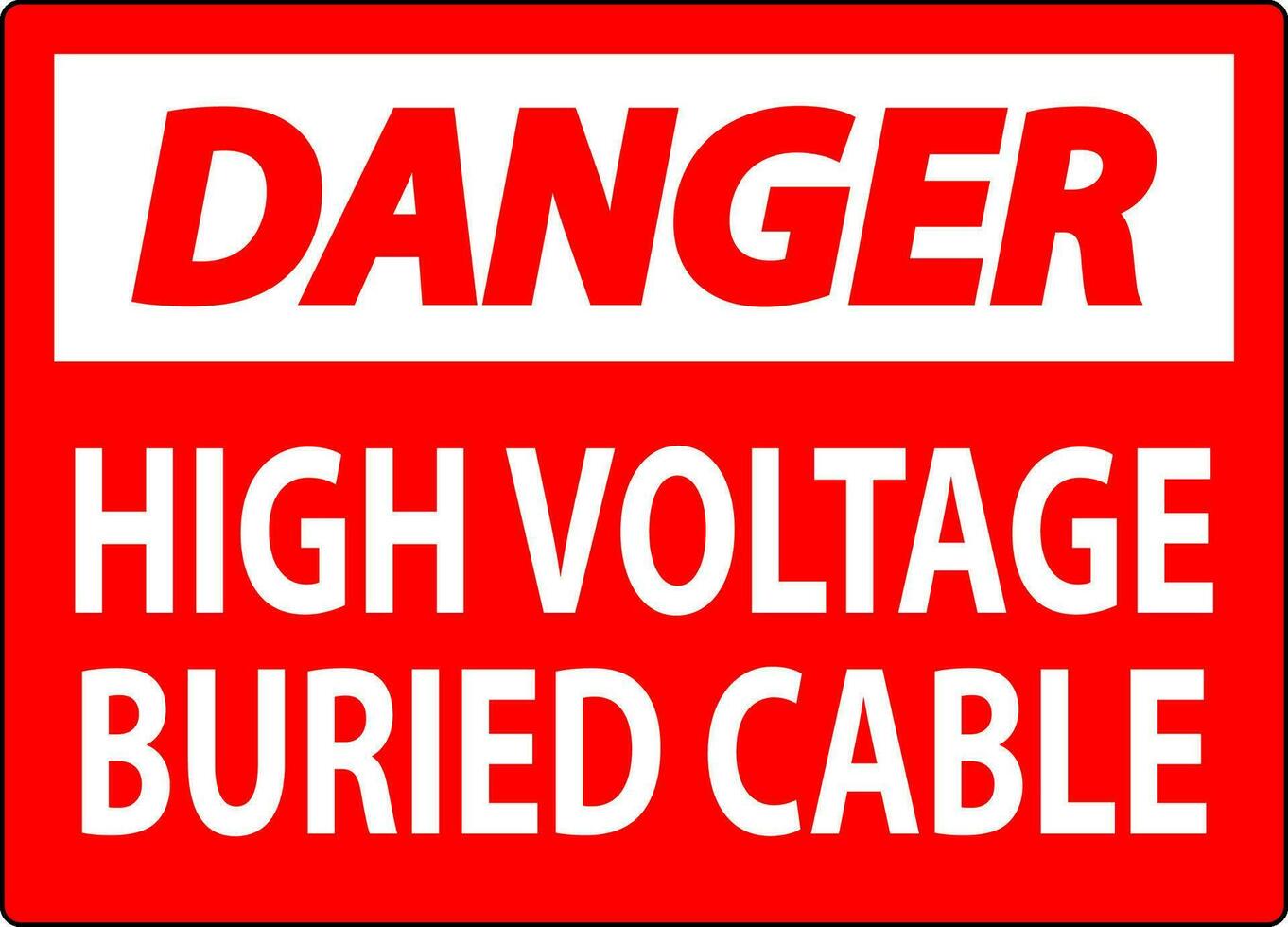 Pericolo cartello alto voltaggio sepolto cavo su bianca sfondo vettore