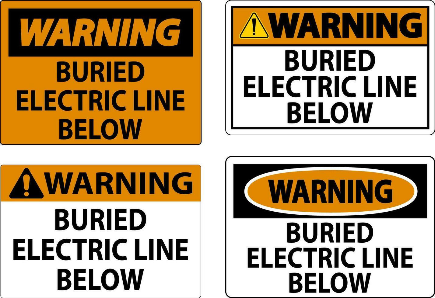 avvertimento cartello sepolto elettrico linea sotto su bianca sfondo vettore