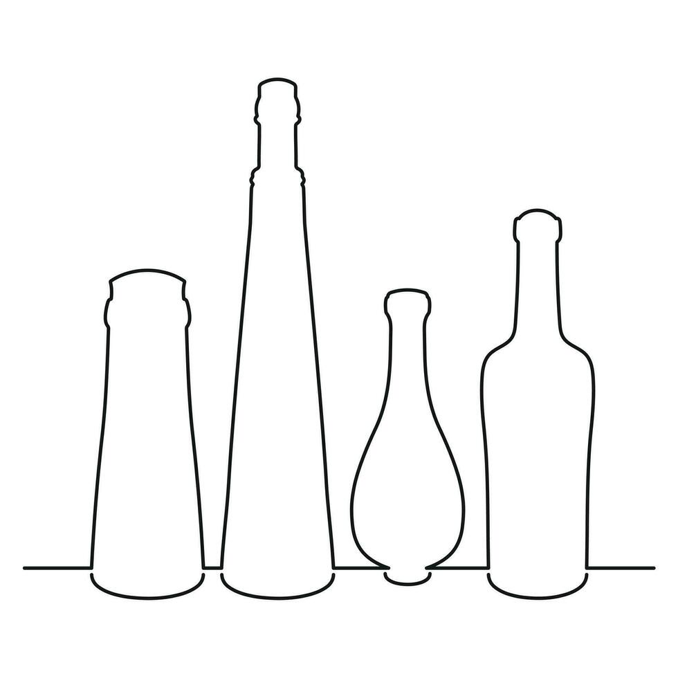 abbozzato Immagine forma di un' bicchiere bottiglia silhouette. alcol, vino, whisky, Vodka, Brandy, Cognac, birra, kvas, Champagne, liquore vettore