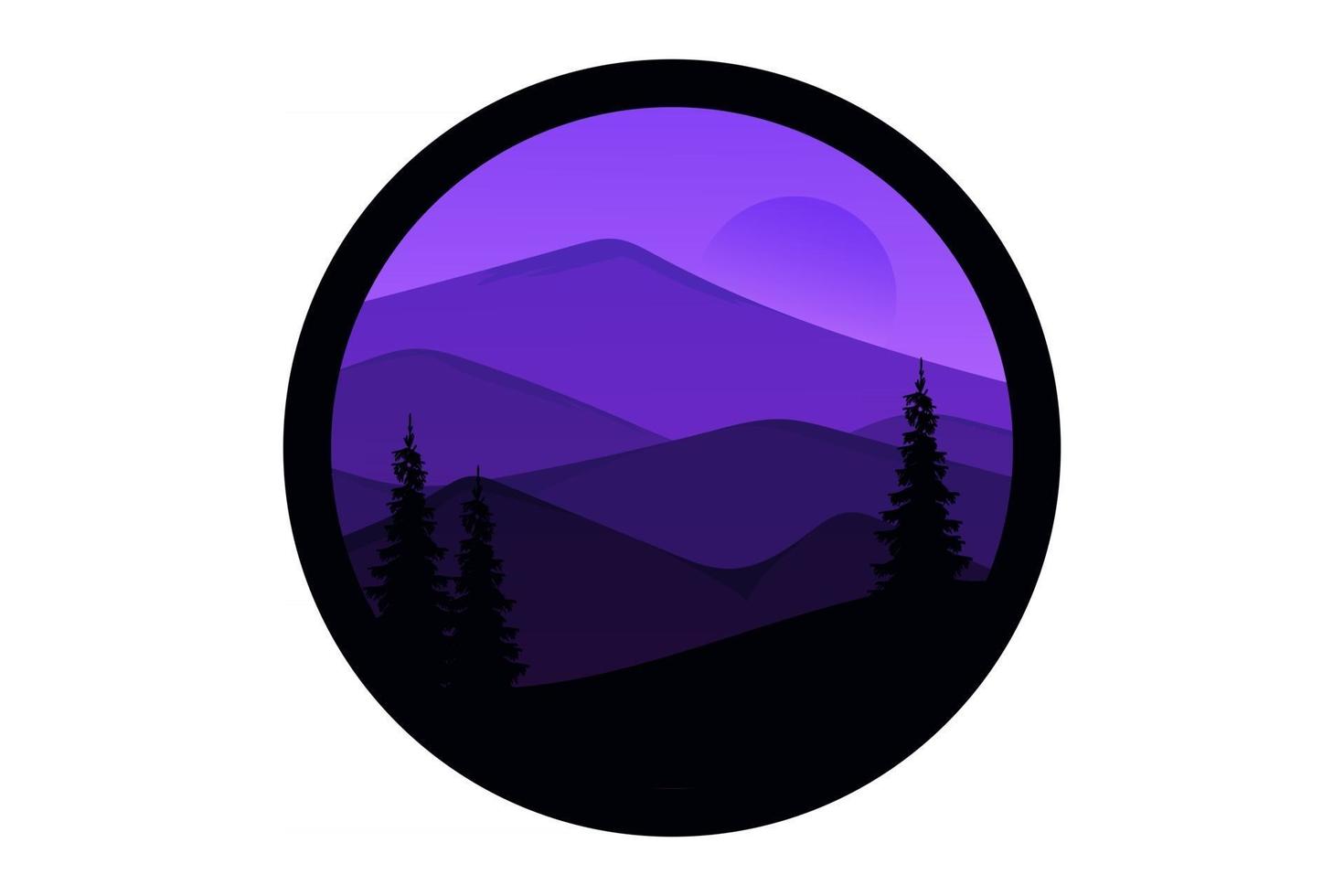 t-shirt le montagne di notte sono viola brillante bright vettore