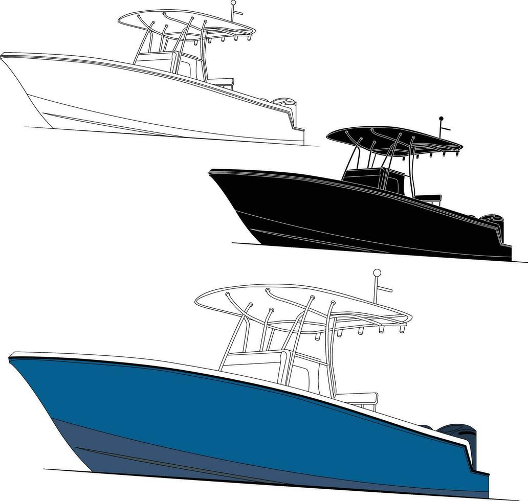 pesca barca vettore linea arte illustrazione