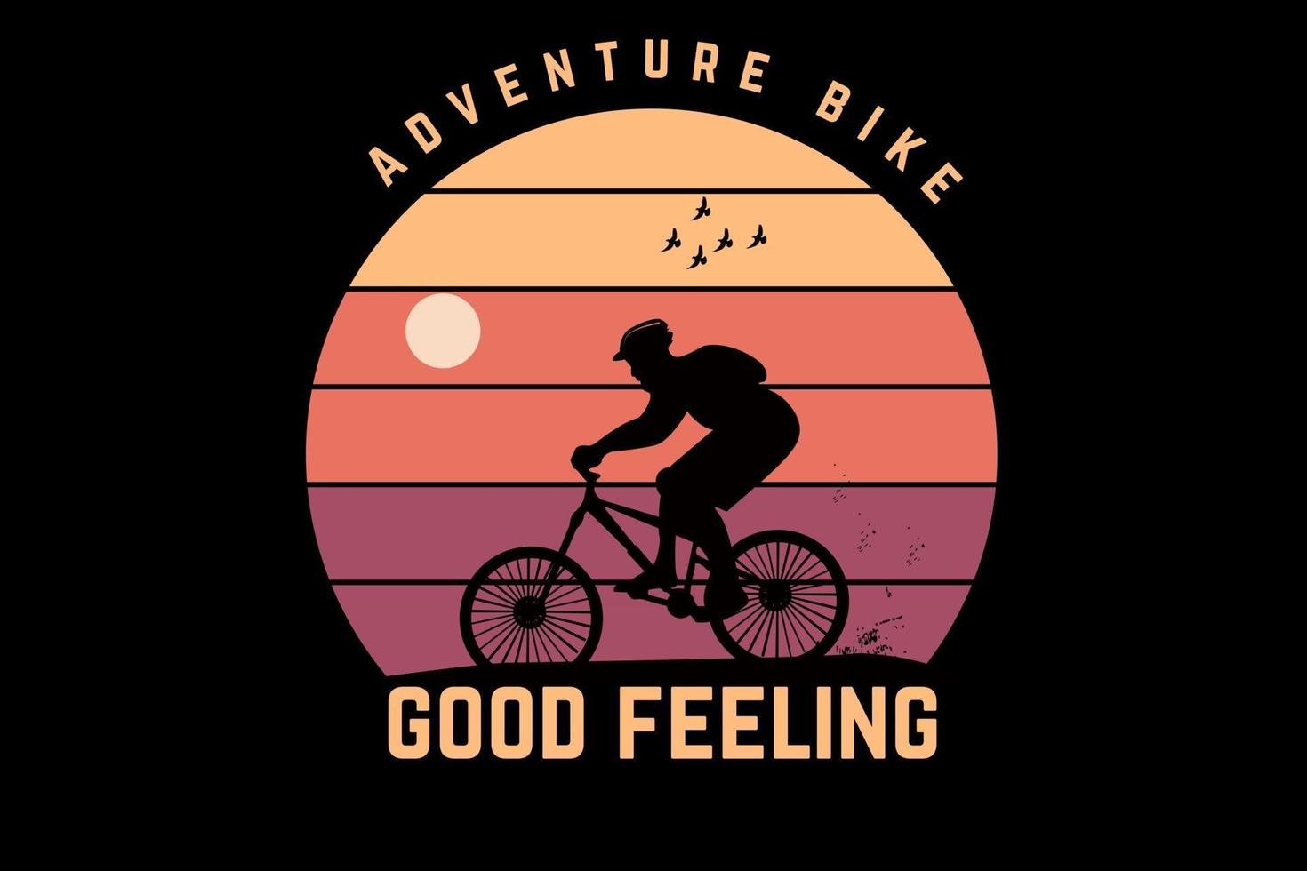 t-shirt bici avventura good feeling colore giallo e arancione vettore