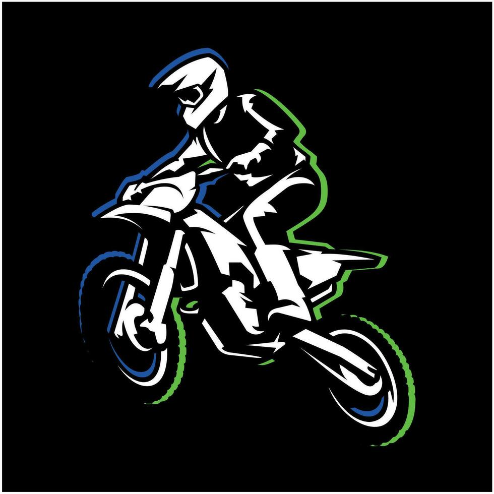 motociclista equitazione avventura motocicletta illustrazione su buio sfondo vettore