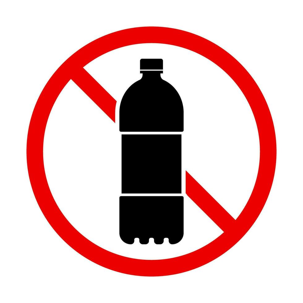 no plastica bottiglie permesso. plastica bottiglia rifiuto proibito. vettore. vettore