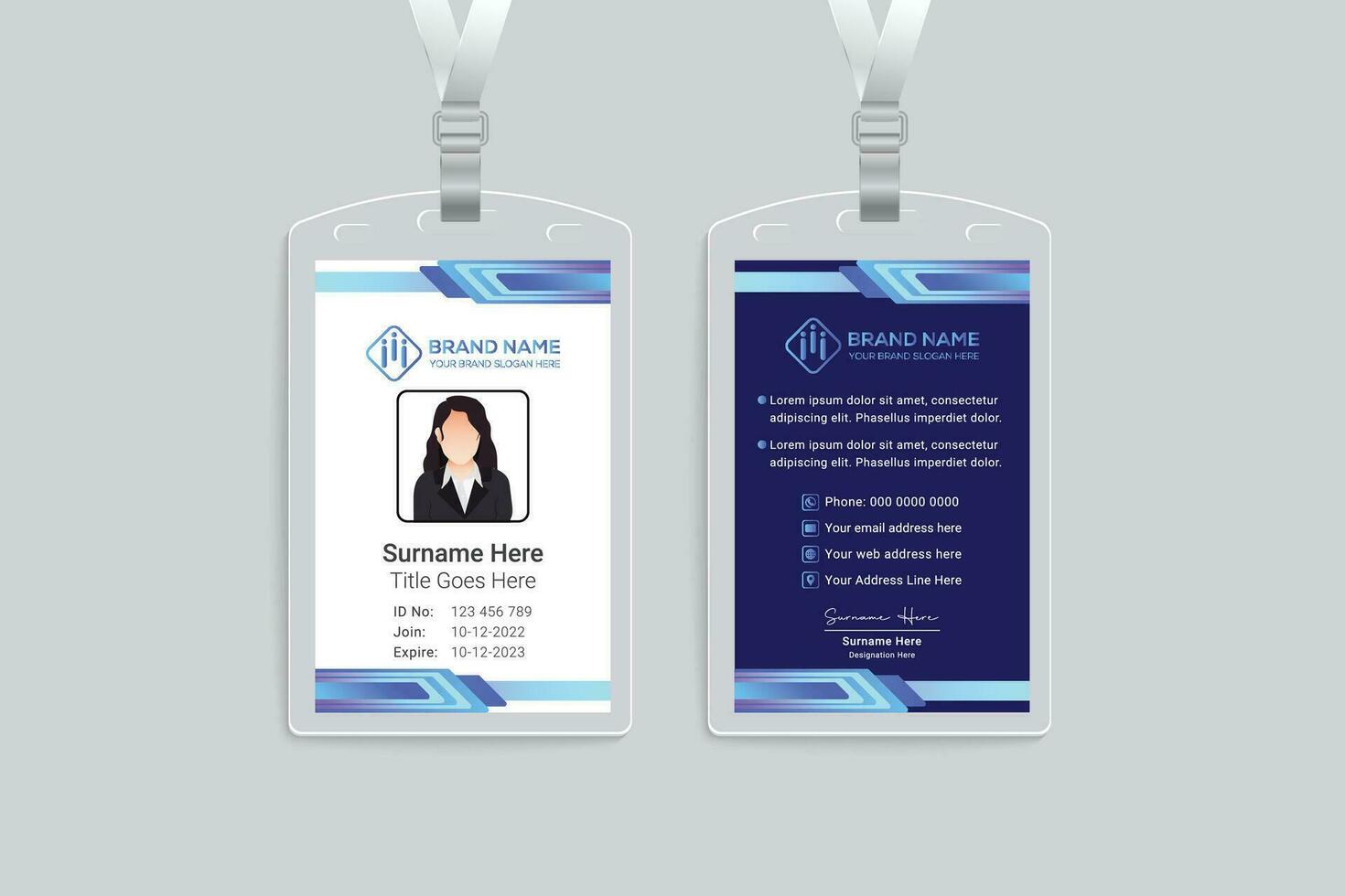 azienda id carta design e blu colore vettore