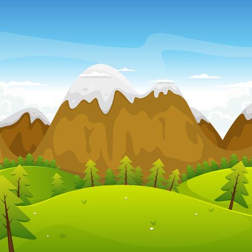 Paesaggio di montagne dei cartoni animati vettore