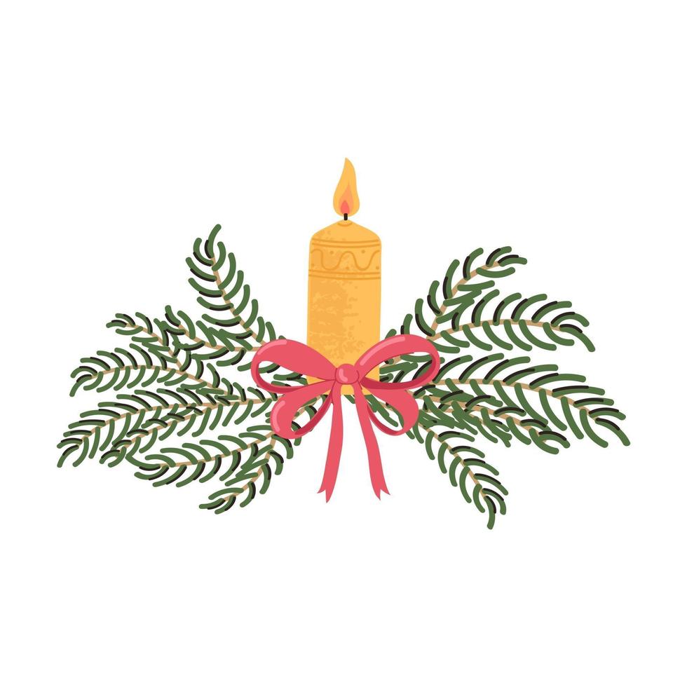 illustrazione vettoriale colorato di candela di natale isolato su sfondo bianco