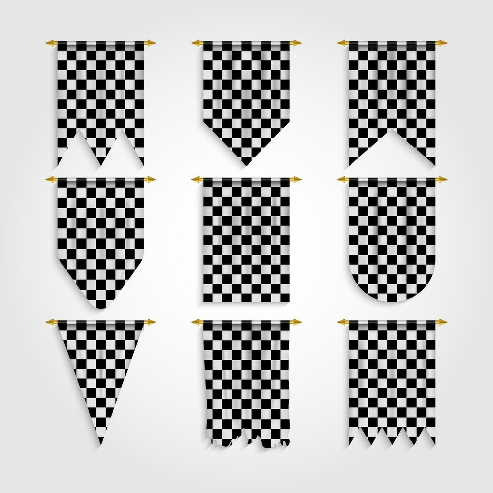 scacchi bandiera nel diverso forme vettore