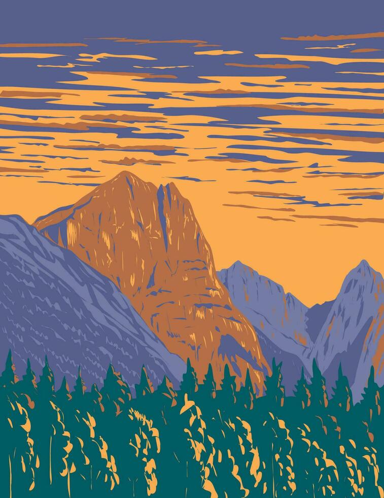 hozomeen montagna entro ross lago nazionale ricreazione la zona Washington stato wpa manifesto arte vettore