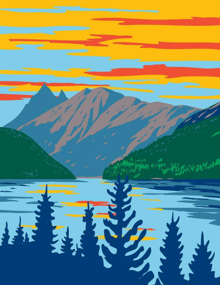 ross lago entro ross lago nazionale ricreazione la zona Washington stato wpa manifesto arte vettore