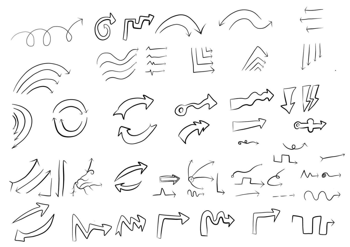 impostato di vettore mano drawning frecce.direzioni segni o simboli,freccia,fuoco d'artificio,arco,coda, cuore, impostare, linea , amore, discorso bolla, puntatore, vettore mano drawning frecce e direzione concetto.