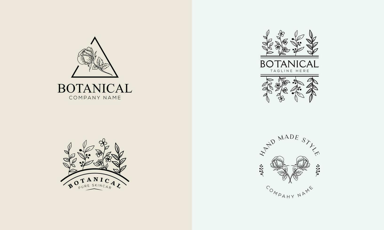 floreale elemento mano disegnato botanico logo con selvaggio fiore vettore