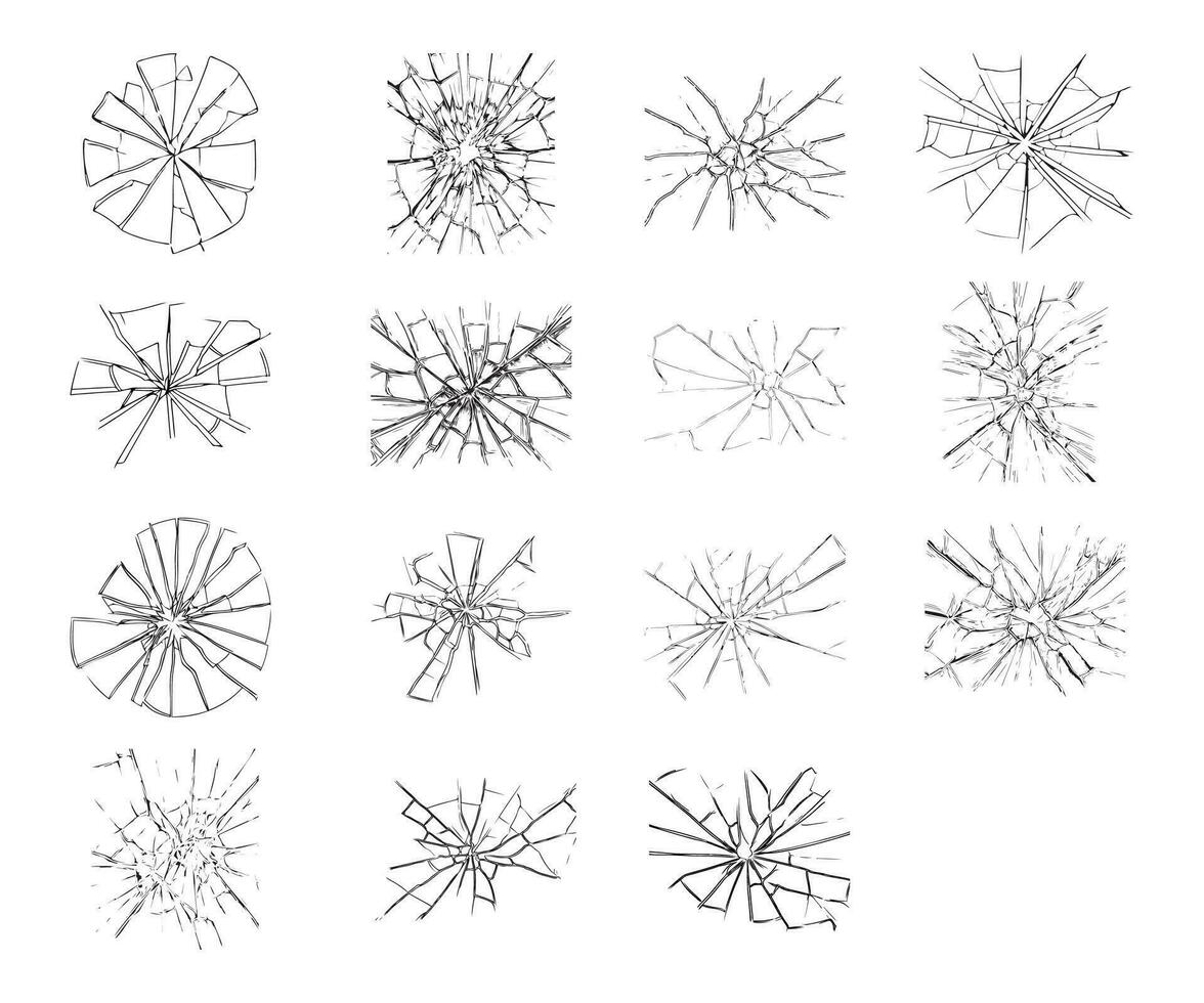 Cracked bicchiere, rotto bicchiere effetto per disegno, vettore illustrazione