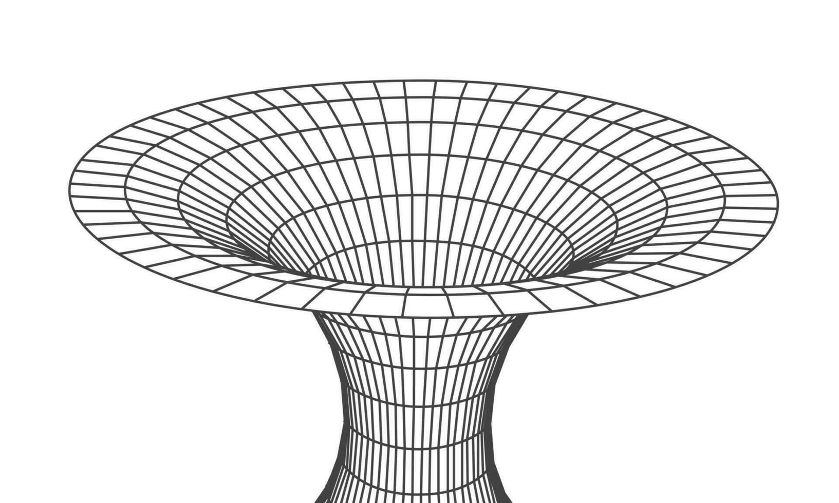 wormhole geometrico griglia wireframe tunnel piatto stile design vettore illustrazione.