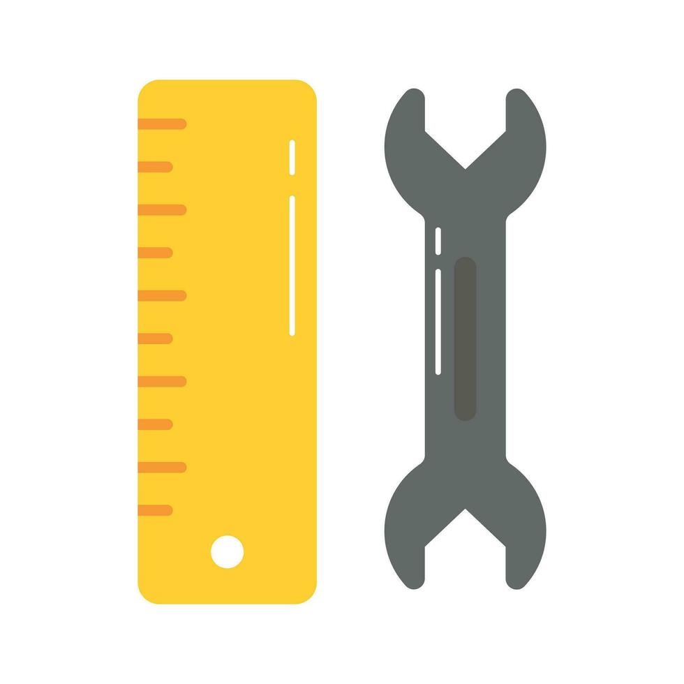 chiave e righello mostrando riparazione utensili concetto vettore nel moderno stile