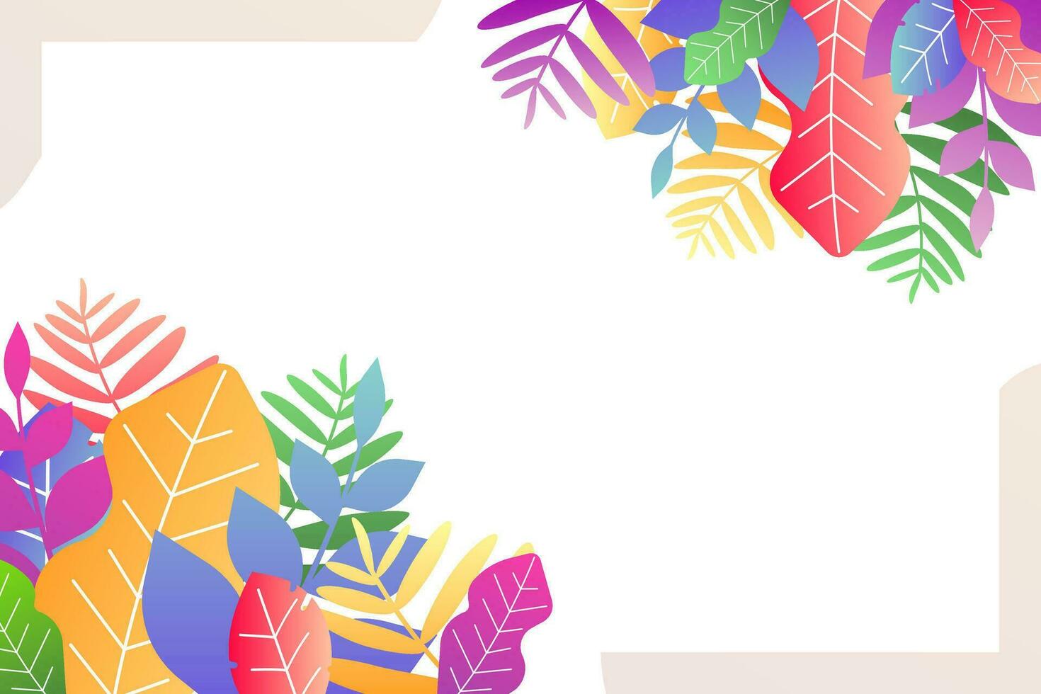 colorato mano disegnato astratto tropicale le foglie sfondo con vuoto spazio vettore
