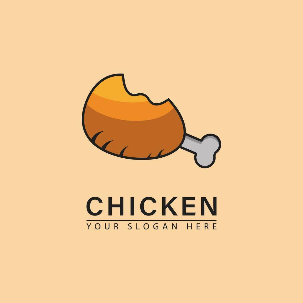 semplice fritte pollo coscia logo icona vettore. vettore