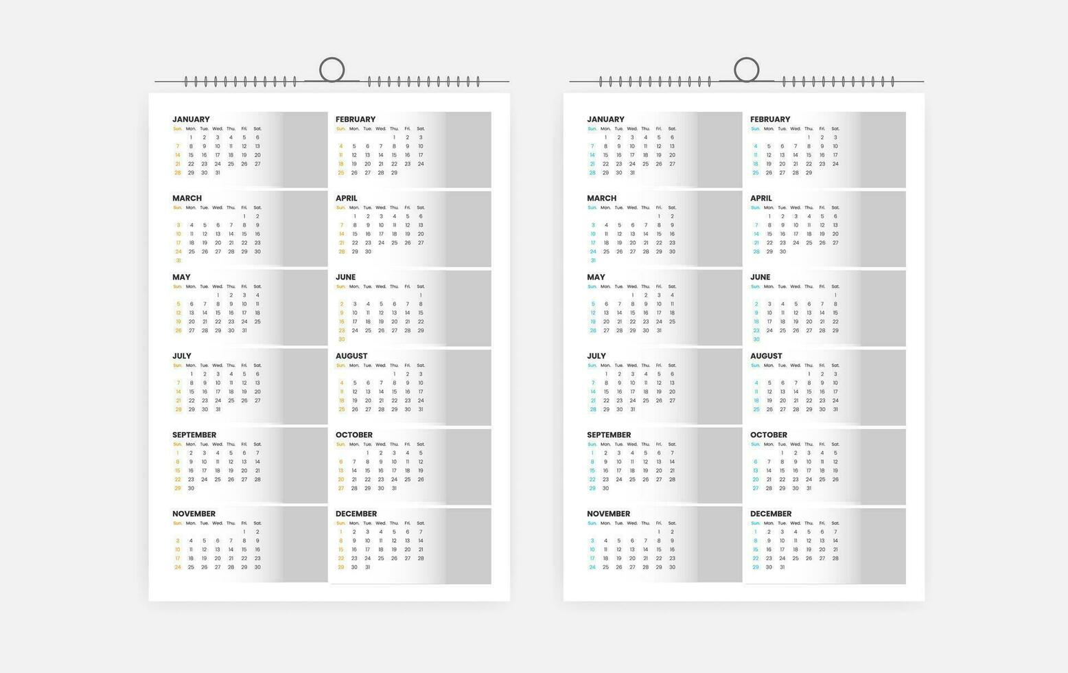 2024 uno pagina parete calendario design vettore