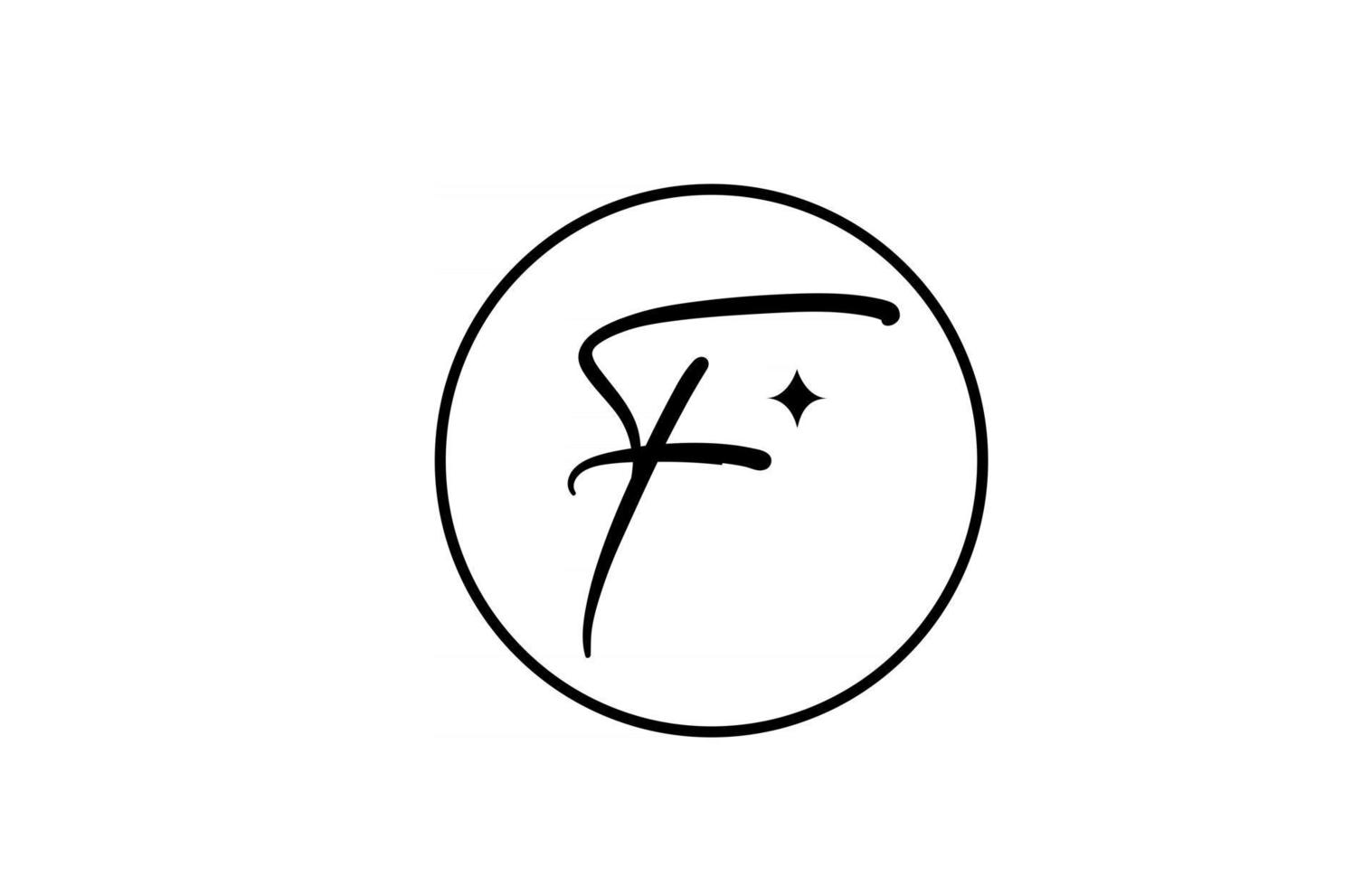 logo della lettera dell'alfabeto f per affari con stella e cerchio. lettere semplici ed eleganti per l'azienda. design dell'icona del marchio di identità aziendale in bianco e nero vettore