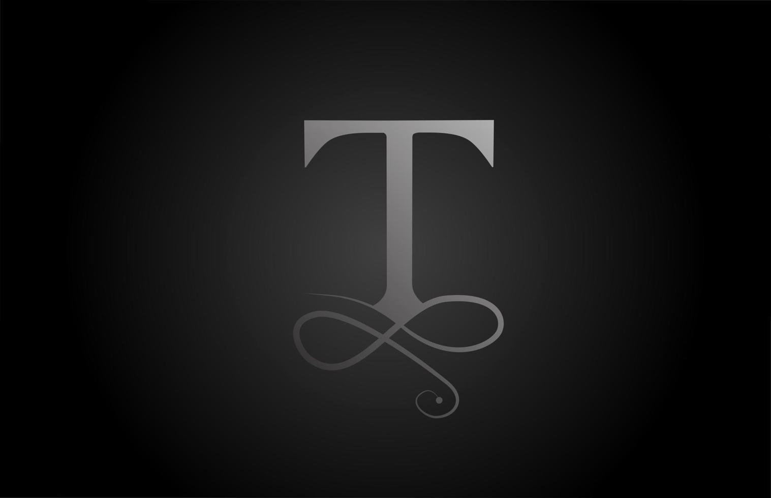 t bianco e nero elegante monogramma ornamento alfabeto lettera logo icona per il lusso. design aziendale e aziendale di brading per prodotti aziendali vettore