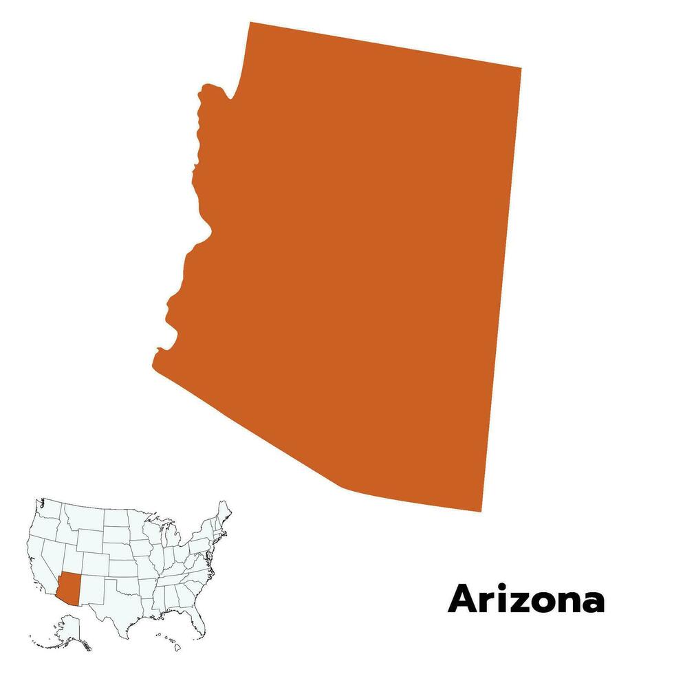 Arizona carta geografica. Stati Uniti d'America bandiera. Stati Uniti d'America carta geografica vettore