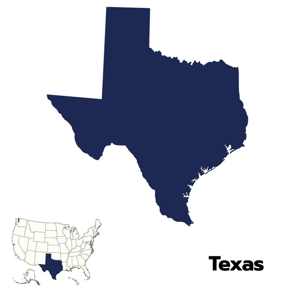 Texas carta geografica con Stati Uniti d'America bandiera. Stati Uniti d'America carta geografica vettore