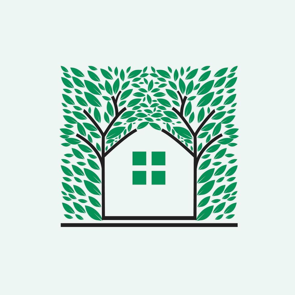 vettore verde eco albero Casa logo concetto