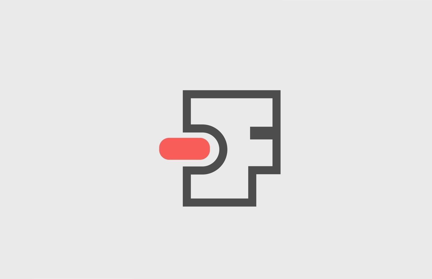 icona del logo della lettera dell'alfabeto grigio rosa f. disegno geometrico per l'identità aziendale con la linea vettore