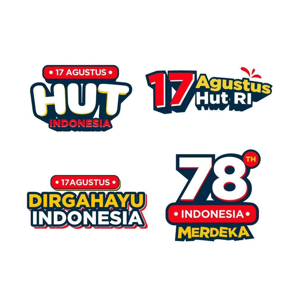 Indonesia indipendenza giorno etichetta logo vettore