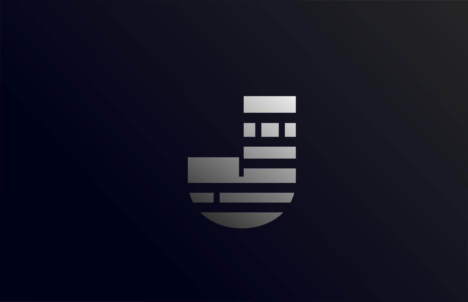 alfabeto lettera j icona logo con linea. design creativo per affari e società con colore sfumato nero e grigio vettore