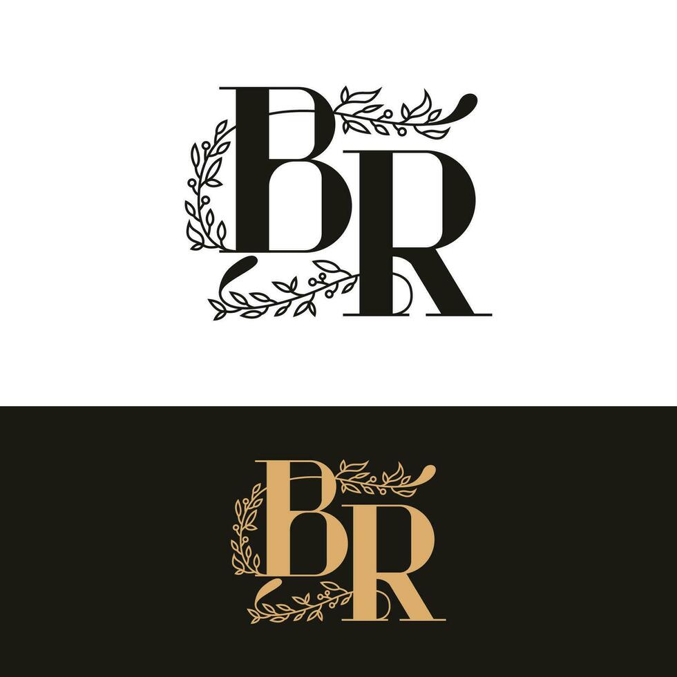 disegnato a mano nozze monogramma br logo vettore