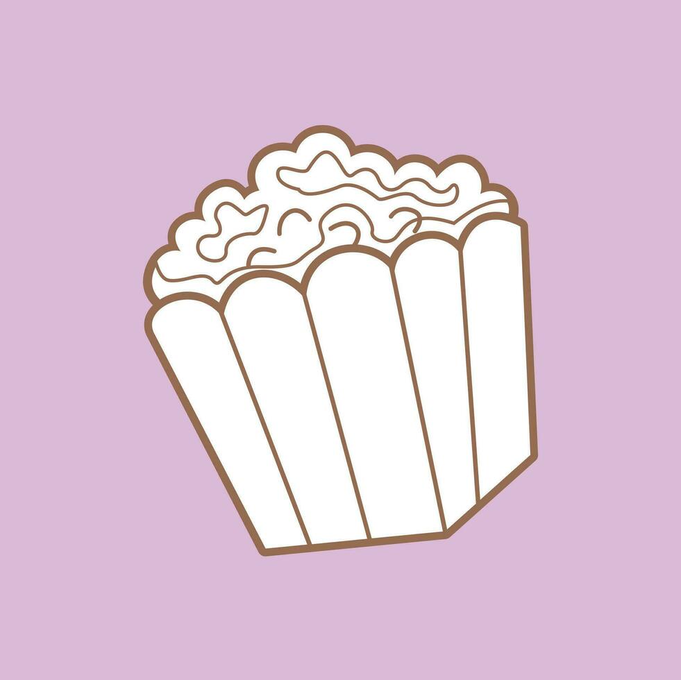film Popcorn scatola merenda cibo cartone animato digitale francobollo schema nero e bianca vettore
