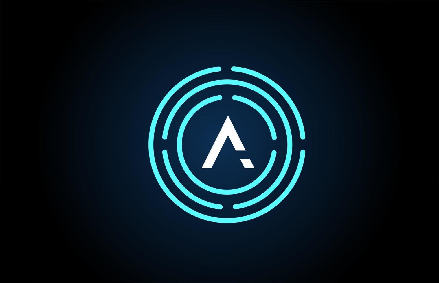 un'icona a forma di lettera bianca con cerchi blu. disegno del logo dell'alfabeto. branding per prodotti e azienda vettore