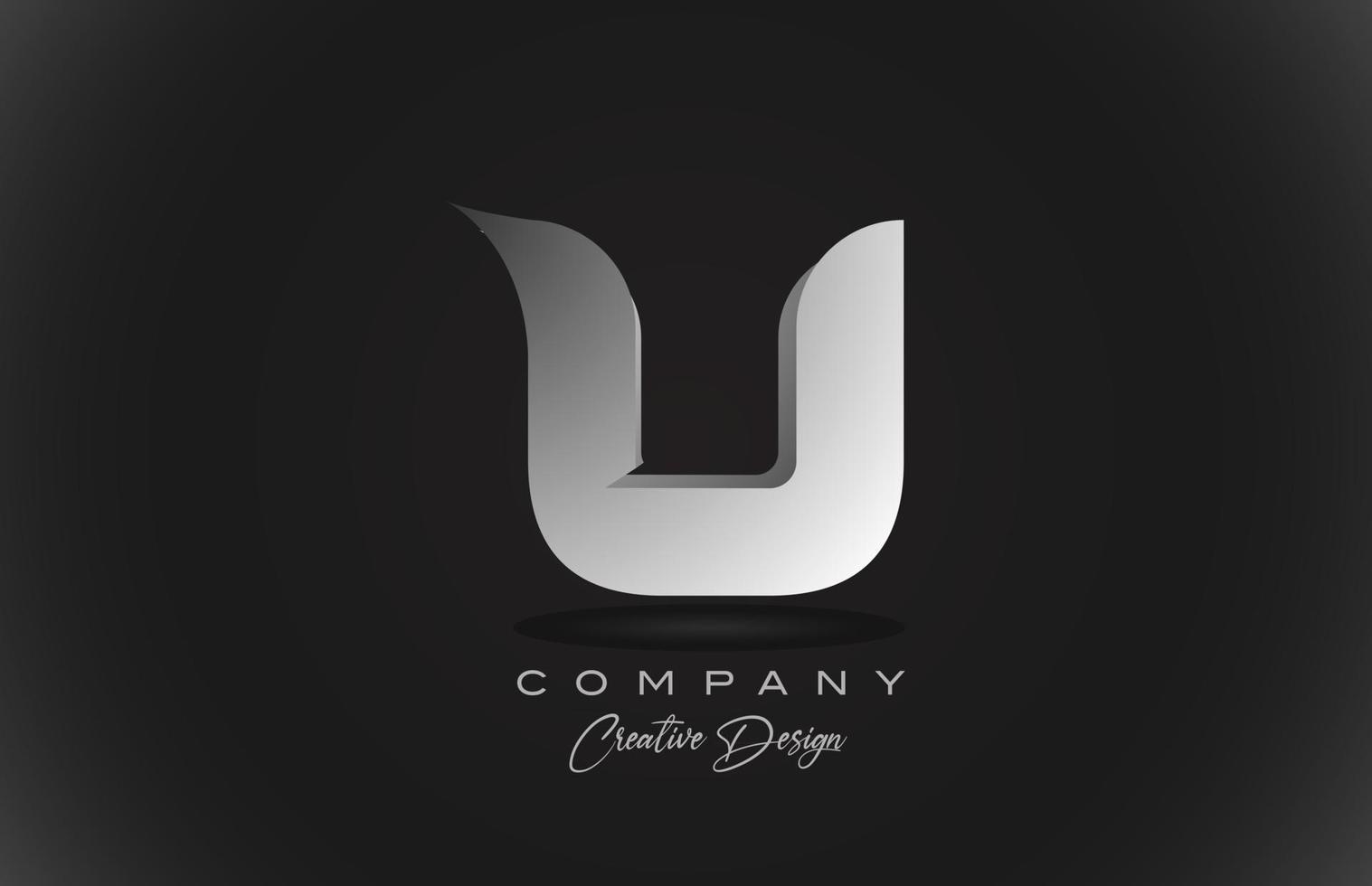 u bianco gradiente alfabeto lettera logo icona con sfondo nero. design creativo per aziende e aziende vettore