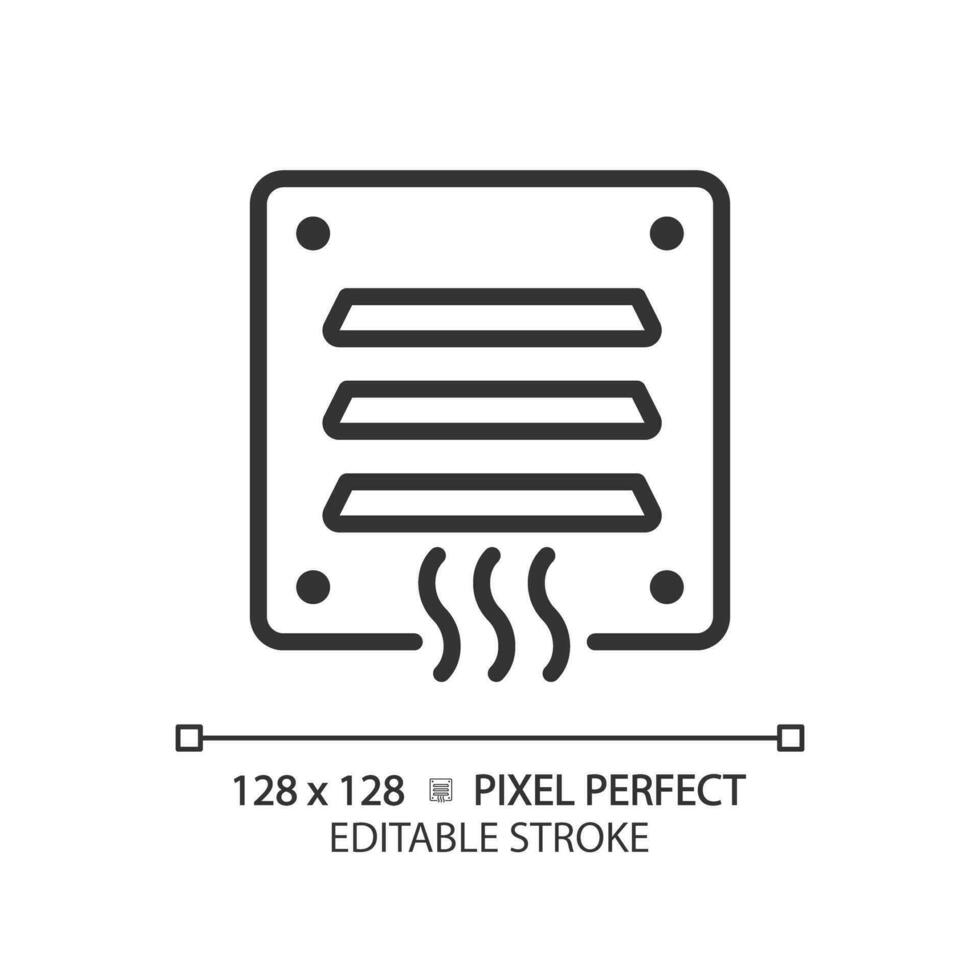 aria sfogo lineare icona. HVAC sistema. parete coperchio. fresco aria consegna. casa ventilazione. camera temperatura. magro linea illustrazione. contorno simbolo. vettore schema disegno. modificabile ictus