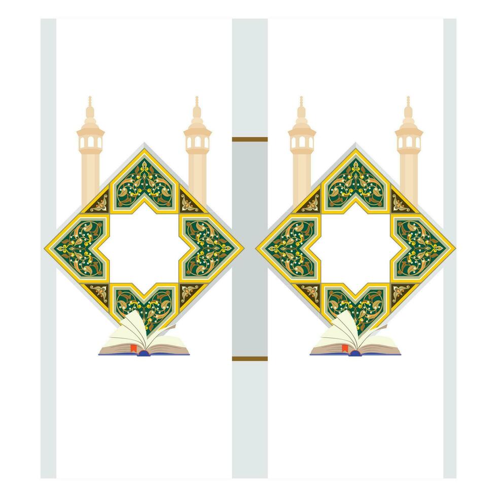 Vintage ▾ islamico coperchio, opuscolo design. vettore decorativo telaio. elegante elemento per design modello, posto per testo. floreale confine.
