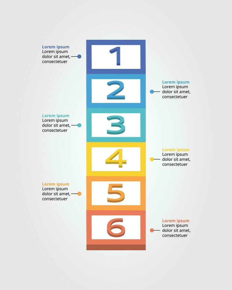 sequenza temporale passo piazza grafico modello per Infografica per presentazione per 6 elemento vettore