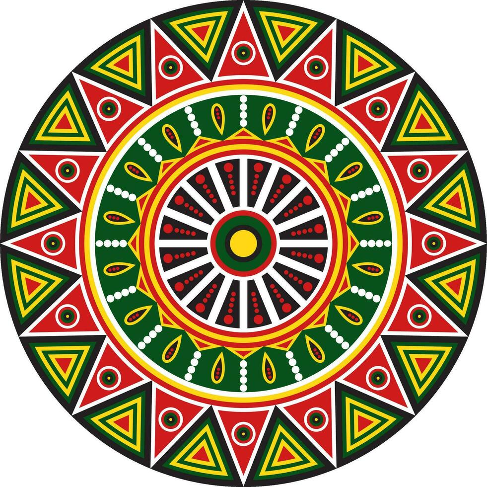vettore rosso giallo verde il giro colorato azteco indiano ornamento con triangoli