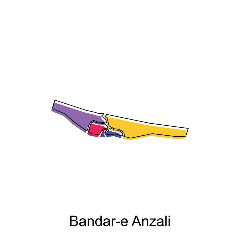 bandar e anzali città di mi sono imbattuto carta geografica vettore illustrazione, vettore design modello