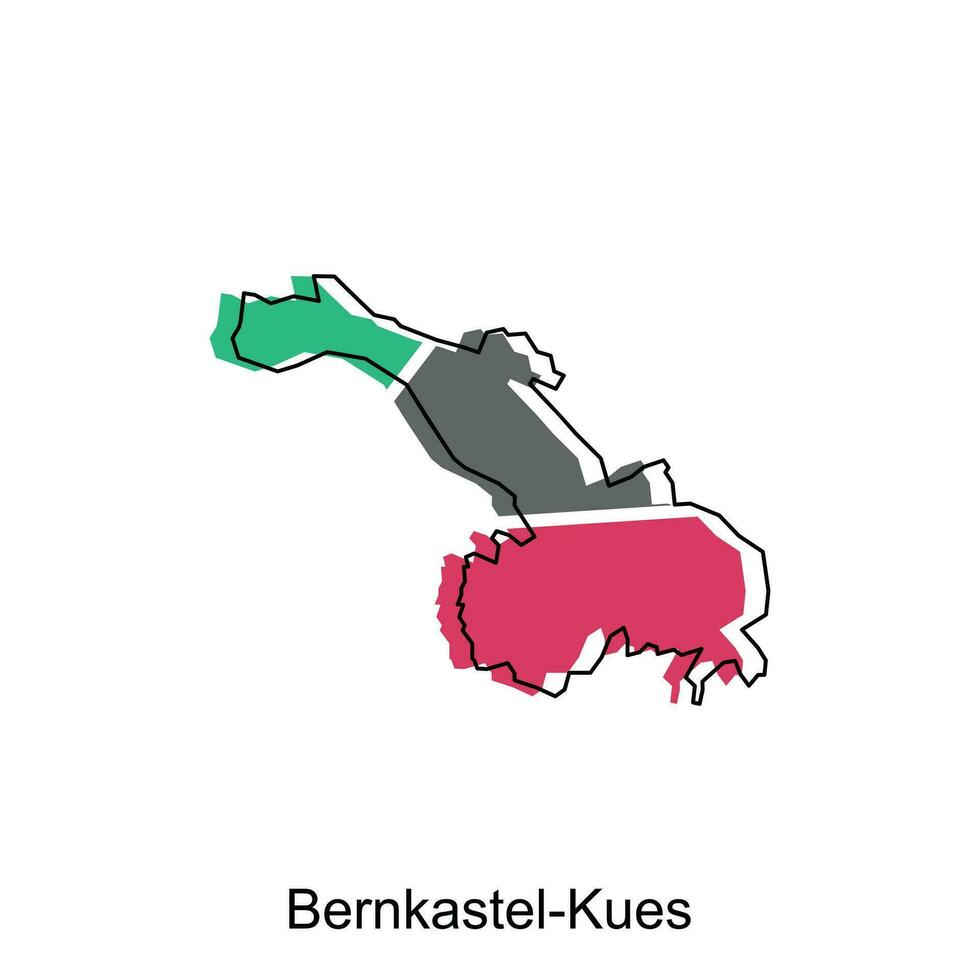carta geografica di bernkastel kues vettore colorato geometrico design modello, nazionale frontiere e importante città illustrazione