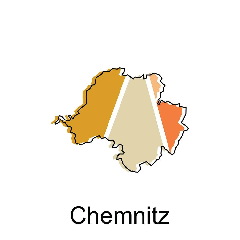 vettore carta geografica di chemnitz colorato moderno schema disegno, mondo carta geografica nazione vettore illustrazione design modello
