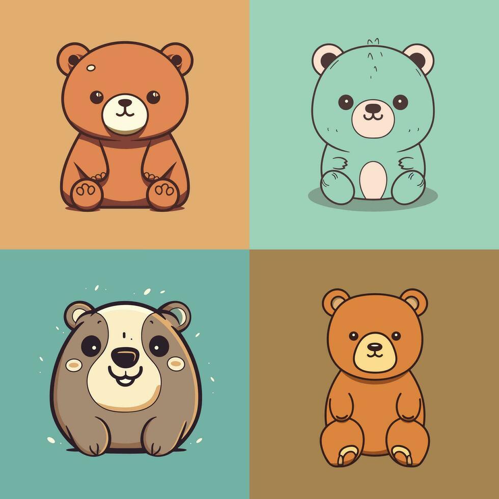 mano disegnato carino orso cartone animato icona logo orsacchiotto orso illustrazione personaggio portafortuna cartone animato scarabocchio kawaii disegno arte vettore