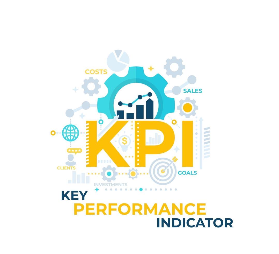 kpi, illustrazione vettoriale dell'indicatore di prestazione chiave