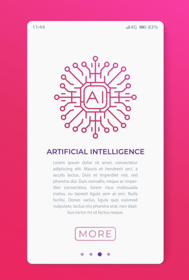 intelligenza artificiale, ai in app mobile, vettore, vettore