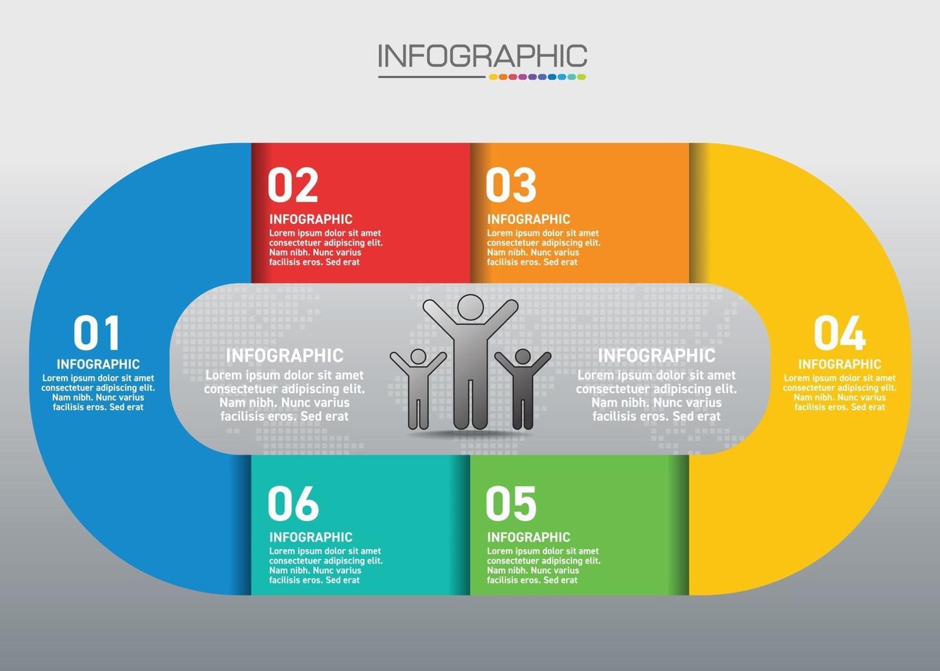 grafico infografico con concetto di business, 6 opzioni possono essere utilizzate per il concetto di business con 6 passaggi. vettore