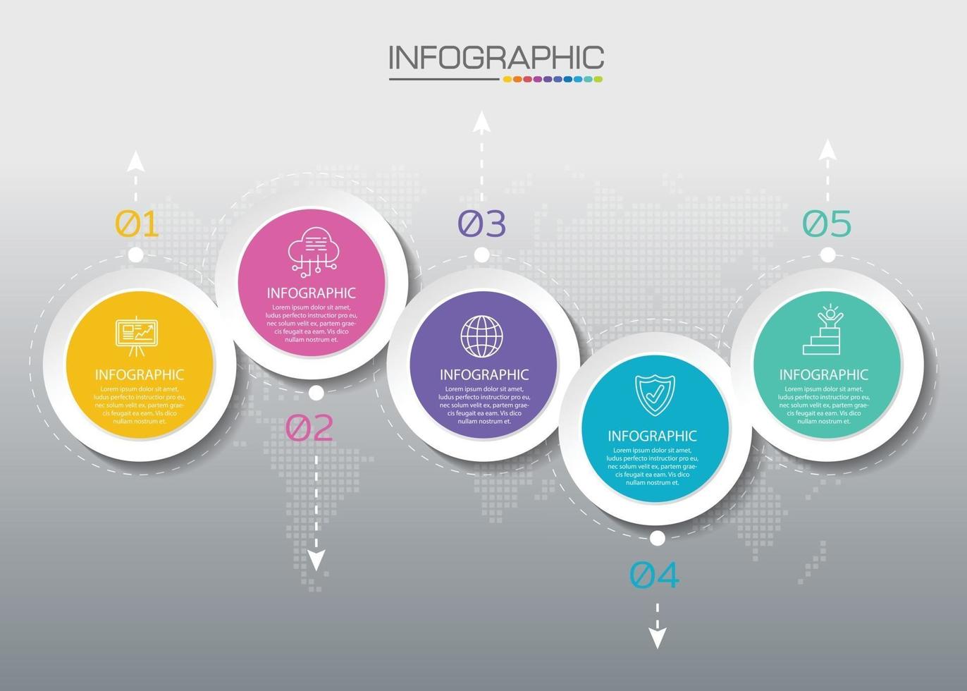 infografica timeline aziendale con icone per diagramma moderno elemento pietra miliare modello astratto e grafico di presentazione. vettore