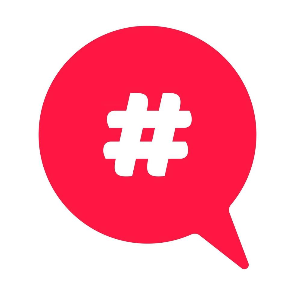 icona di chat segno con hashtag stile piatto design illustrazione vettoriale isolati su sfondo bianco. simboli delle bolle di chat.