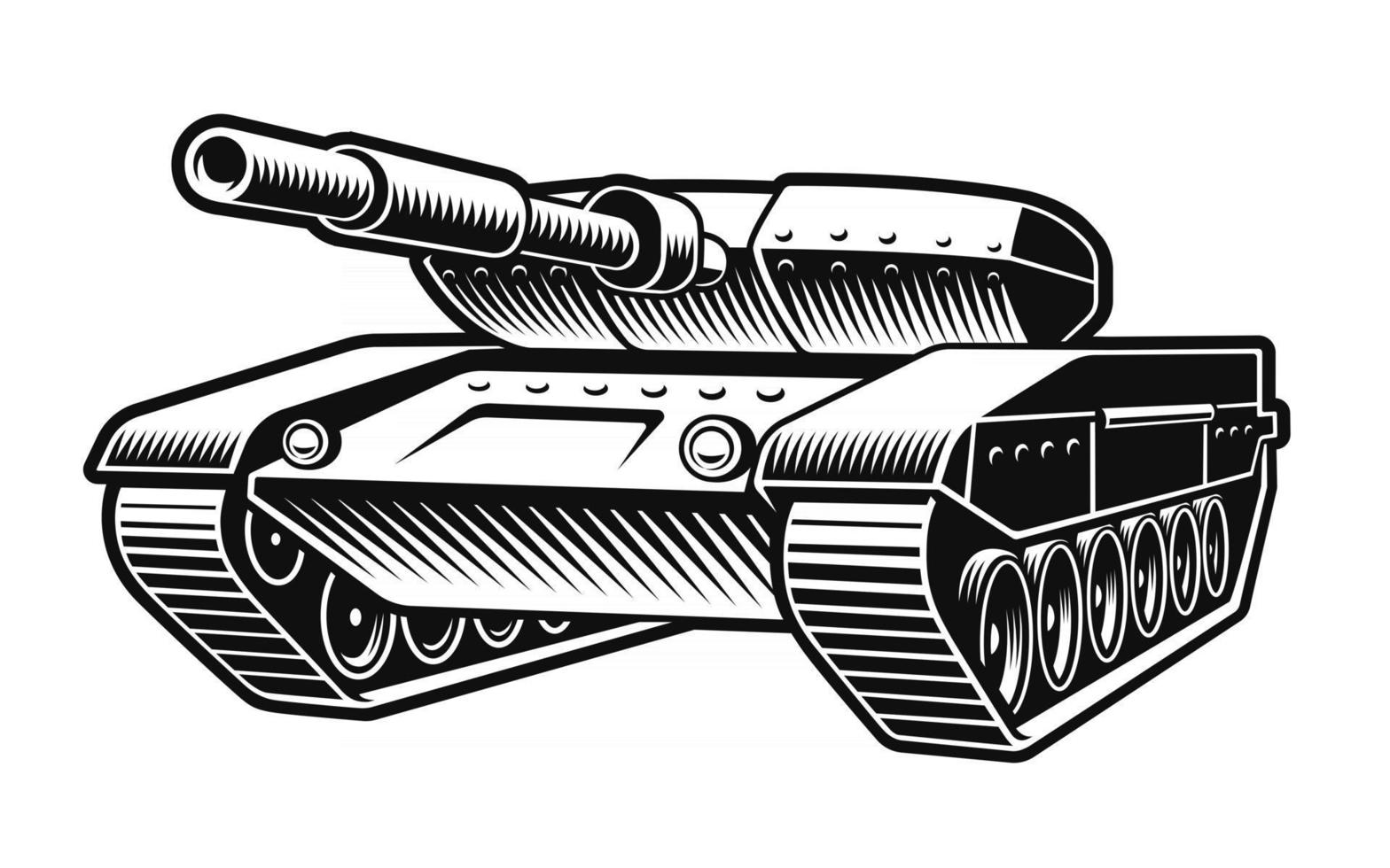 illustrazione vettoriale in bianco e nero di un carro armato