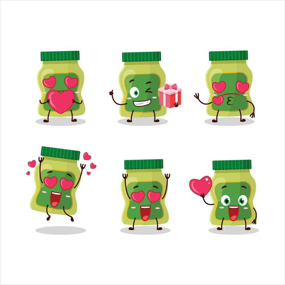 wasabi cartone animato personaggio con amore carino emoticon vettore